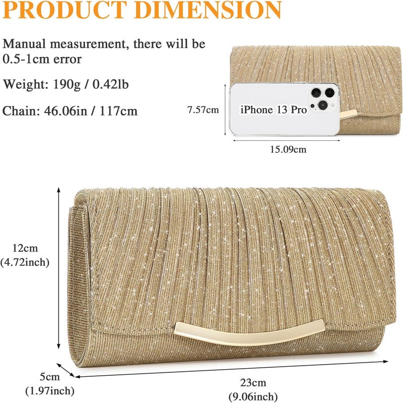 UBAYMAX Evening Bag Clutch Purses for Women Lady Girl Handbags Crossbody Bag Wedding Bag for Prom Party Wedding Engagement | Wedding Bag, for Prom Party, Wedding, Engagement - Image 2